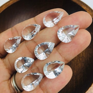Clear Quartz Crystal (1) Clear Quartz Stone, Small Crystal, Mini Crystal, Faceted Gemstone Quartz, Pear Tear Drop, Fancy Cut Quartz