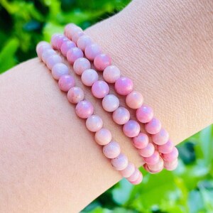 Mini Rosa Rhodonit Kristall Armband: Runder Edelstein Perlen Schmuck Bild 6