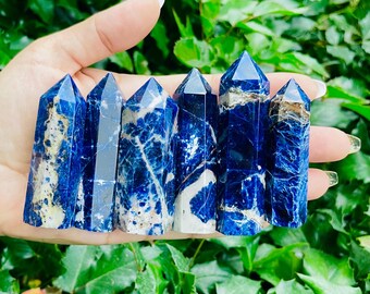 Polished Sodalite Crystal Tower: Dark Blue Gemstone Point (60-95