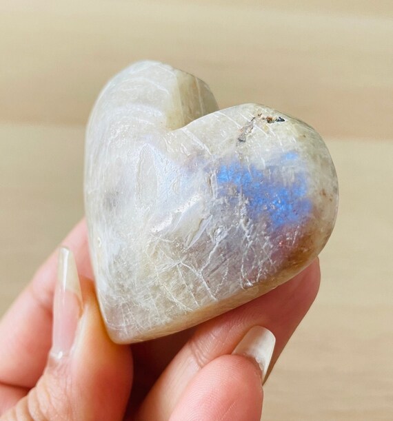 Flashy Sunstone Moonstone Crystal Heart (68.3G) - Etsy Israel