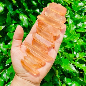 Tangerine Quartz Points Lot (1-10 PCS) Tangerine Quartz Crystals Set, Raw Quartz Points, Rough Hematite Quartz, Raw Quartz Crystals Bulk