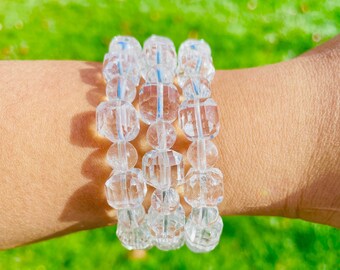 Clear Quartz Cube Bracelet (1) One Natural Cube Quartz