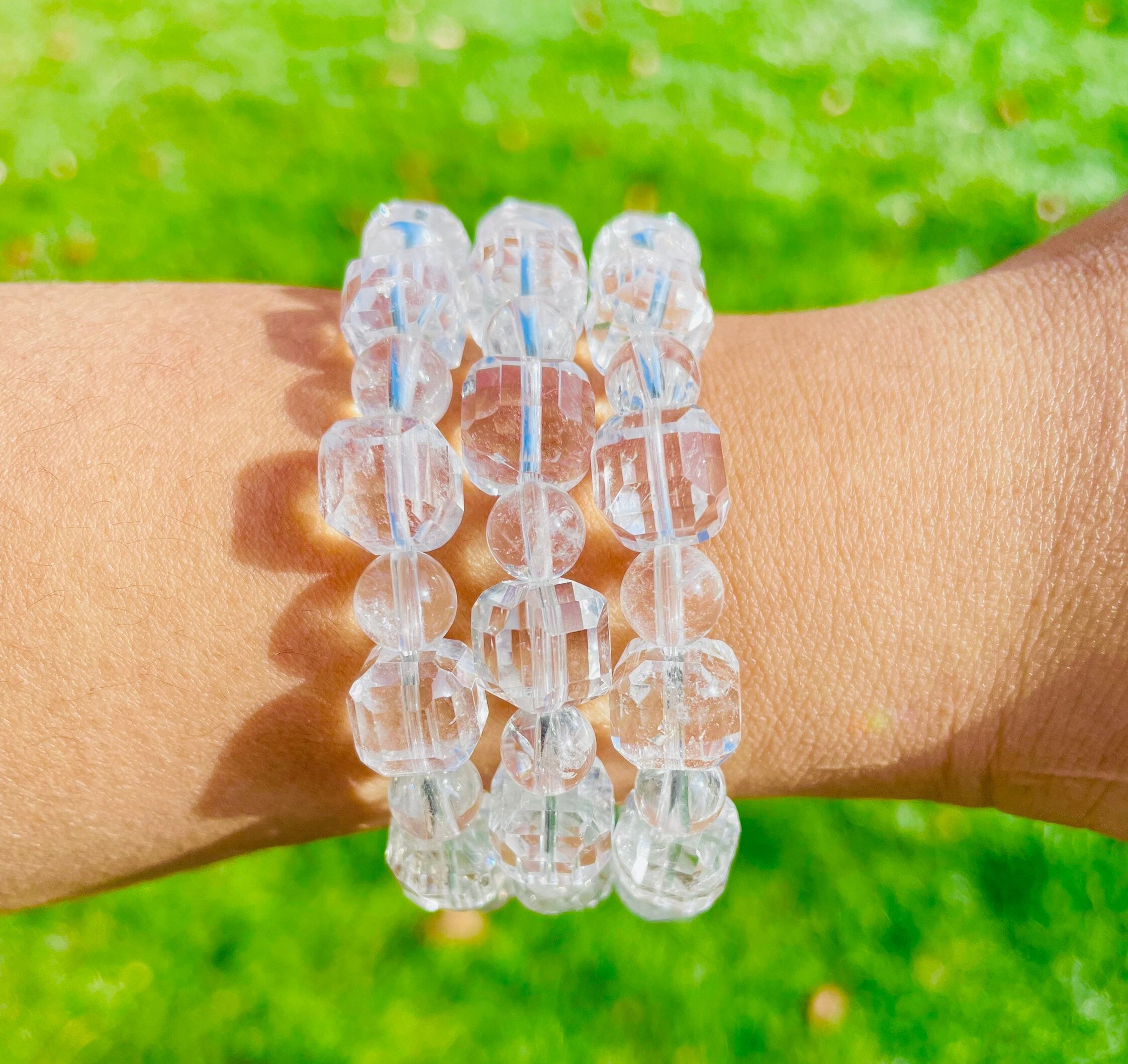 Clear Quartz Cube Bracelet (1) One Natural Cube Quartz
