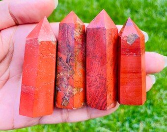 Mini Roter Jaspis Kristallspitze: Ziegelrot Turm (30-50 mm)