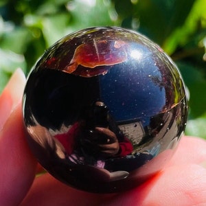 Red Garnet Crystal Sphere (71.7G) Tumbled Red Garnet Stone, Gemstone Garnet Polished Crystal, LARGE Red Wine Garnet Natural Dark