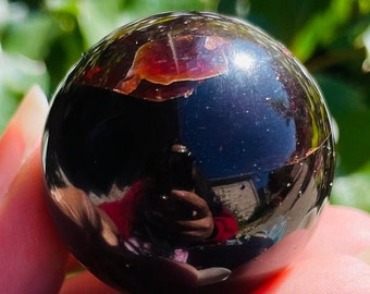 Red Garnet Crystal Sphere: Polished Gemstone, Deep Wine Red (30MM) 71.7G