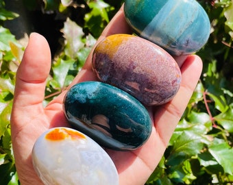Ocean Jasper Palm Stone: Tumbled Natural Gemstone