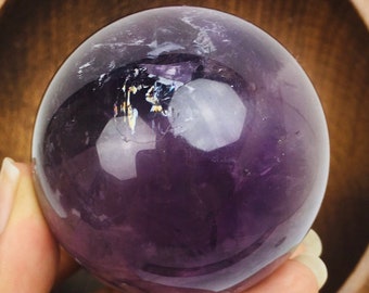 Amethyst Crystal Sphere (247.4G) TOP Amethyst Ball Crystal Small Gemstone Polished Crystal Sphere Quartz Purple Natural Orb Tumbled Amethyst