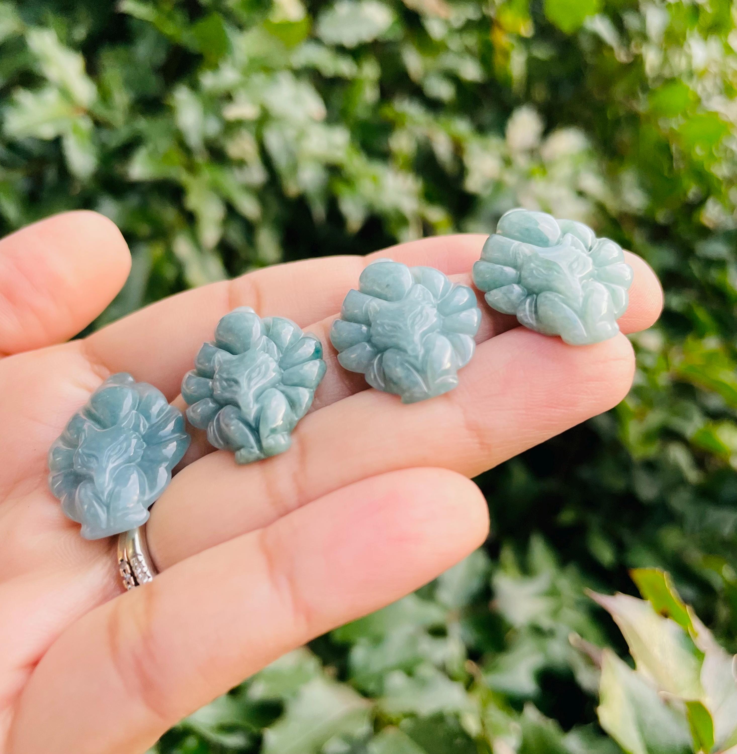 Blue Green Jade Fox: Carved Crystal Animal Stone (31x20x5 MM) - Etsy