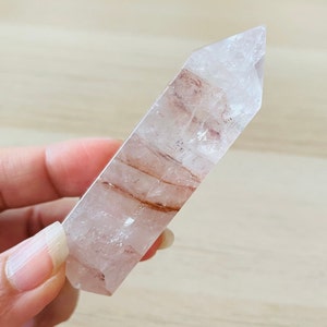 Fire Quartz Crystal Point Wand (63.0G): Red Pink Mineral