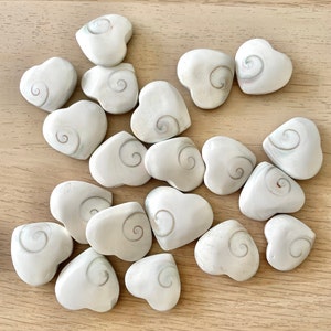 B GRADE Crystal Shell Heart (3) Imperfect Spiral Heart Sea Shell Fossil Natural Mineral Crystal Heart Shell Operculum Heart Carving Jewelry