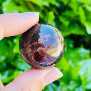 Red Garnet Crystal Sphere (60.0G) Tumbled Red Garnet Stone, Gemstone Garnet Polished Crystal, LARGE Red Wine Garnet Natural Dark