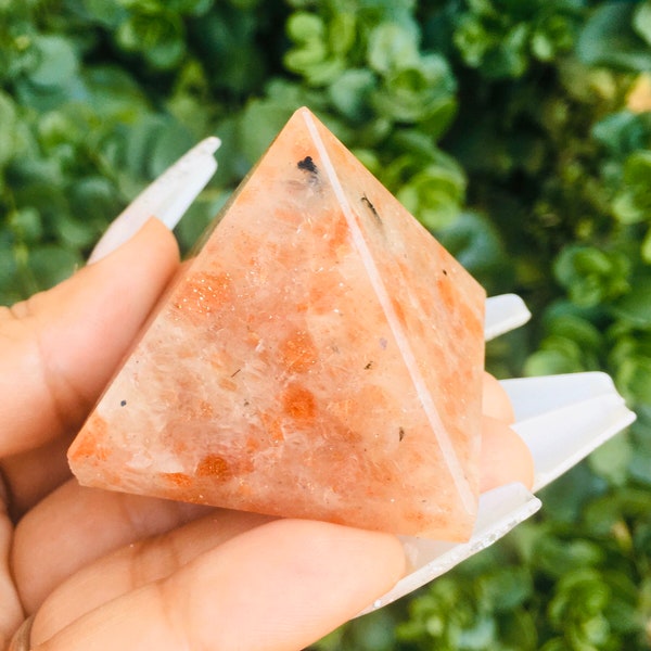 Sunstone Pyramid (1) Orange Sunstone, Sunstone Crystal, Sun Stone, Tumbled Sunstone, Carved Crystal, Large Crystals, Crystal Pyramid Natural