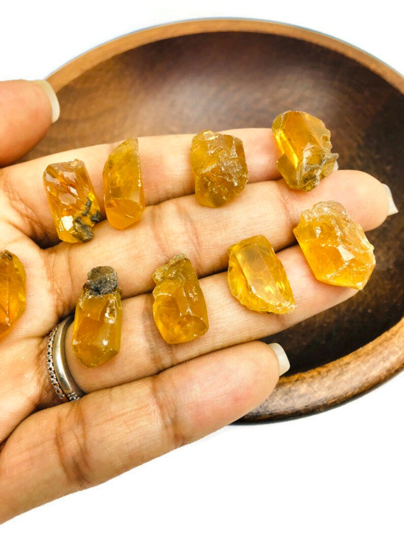Barite Stone ONE Yellow Gold RARE Raw Crystal Nodule Gemmy Stone Rough XS Golden Barite Crystal 1