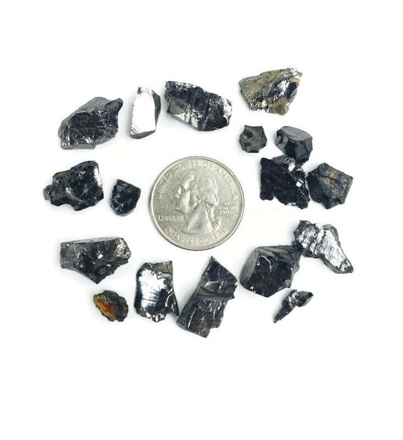 Elite Shungite 10G Small Raw Crystal Lot of Elite Shungite Stone Rough Crystal Pieces Chips image 9