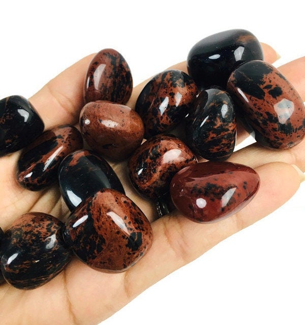 Mahogany obsidian red gemstone leaf beads (G1735)