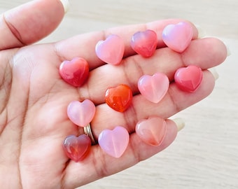 Cristallo a cuore di agata rosa (1) Cuore di agata Yanyuan intagliato (perlina forata) Mini XXS Pietra preziosa naturale di cristallo a cuore lucido
