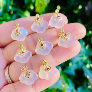 Cloud Agate Crystal Charm: Polished Gemstone with Jump Ring