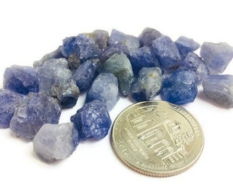 Raw Tanzanite Crystal Lot: (3) Rough Light Blue Gemstones (6-9 mm)