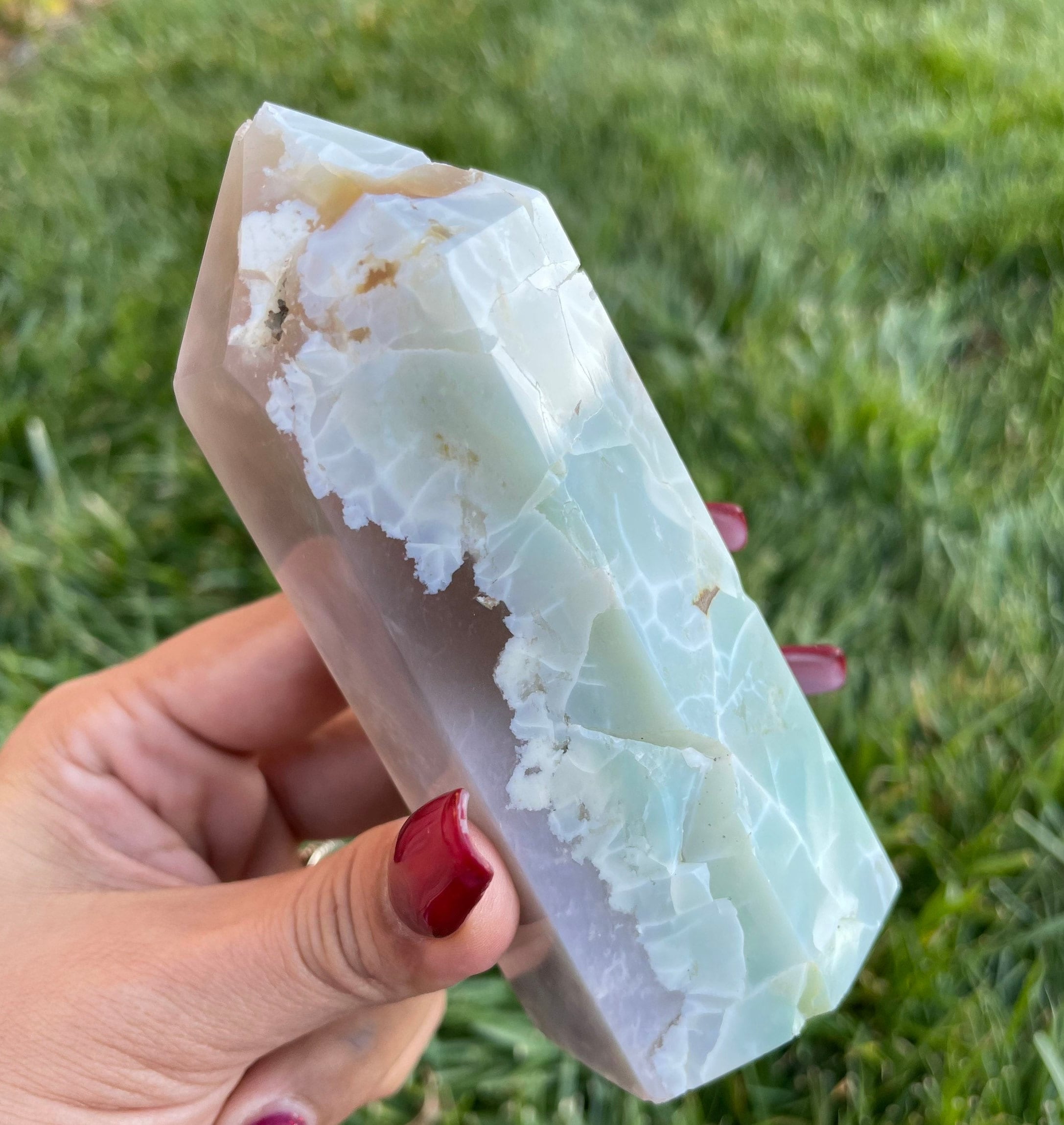 Green Flower Agate Point 360.55G XXL Purple Green Flower Green Flower Agate Point 360.55G XXL Purple Green Flower
