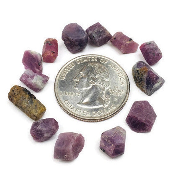 Purple Sapphire Lot (10G) Red Purple Pink Sapphire Stones (XXS) Raw Crystal Corundum Hexagon Mini Natural Gemstone