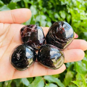 Large Red Garnet Crystal Lot (4 PCS) Big Tumbled Red Garnet Stone, Gemstone Garnet Polished Crystal, LARGE Red Wine Garnet Natural Dark