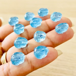 Aquamarine Bunny Carved Crystal Bead: Polished Gemstone (9-12 mm)