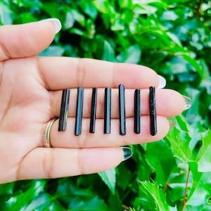 Raw Tourmaline Stick (1) One Skinny Rough Tourmaline Schorl Tall Bar, Natural Terminated Etched Black Tourmaline Stone Gemstones