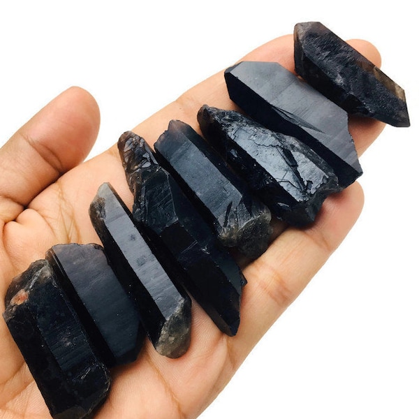 Rough Smoky Quartz Points Lot of  10, Raw Smoky Quartz  Crystal Points, Black Crystal Quartz Points Set, Smokey Quartz, Bulk Set 10 Pieces