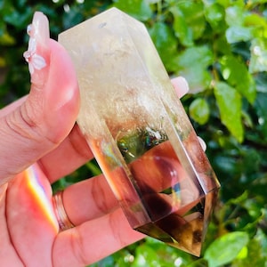 Smoky Citrine Crystal Point (165.2G) Smokey Citrine Crystal Tower, Citrine Stone Obelisk Point Natural Yellow Quartz Gemstone Tower RAINBOW