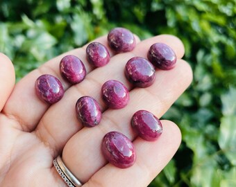 Ruby Cabochon: XS Dark Pink Red Polished Gemstone (10-14mm)