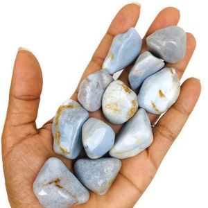 Cloud Chalcedony Crystal (1) White Blue Tumbled Chalcedony Stone, Chalcedony Polished Natural Gemstone