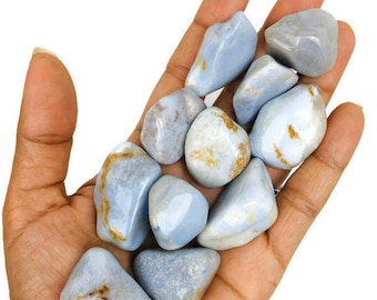 Tumbled Cloud Chalcedony Stone: Polished Blue White Gemstone