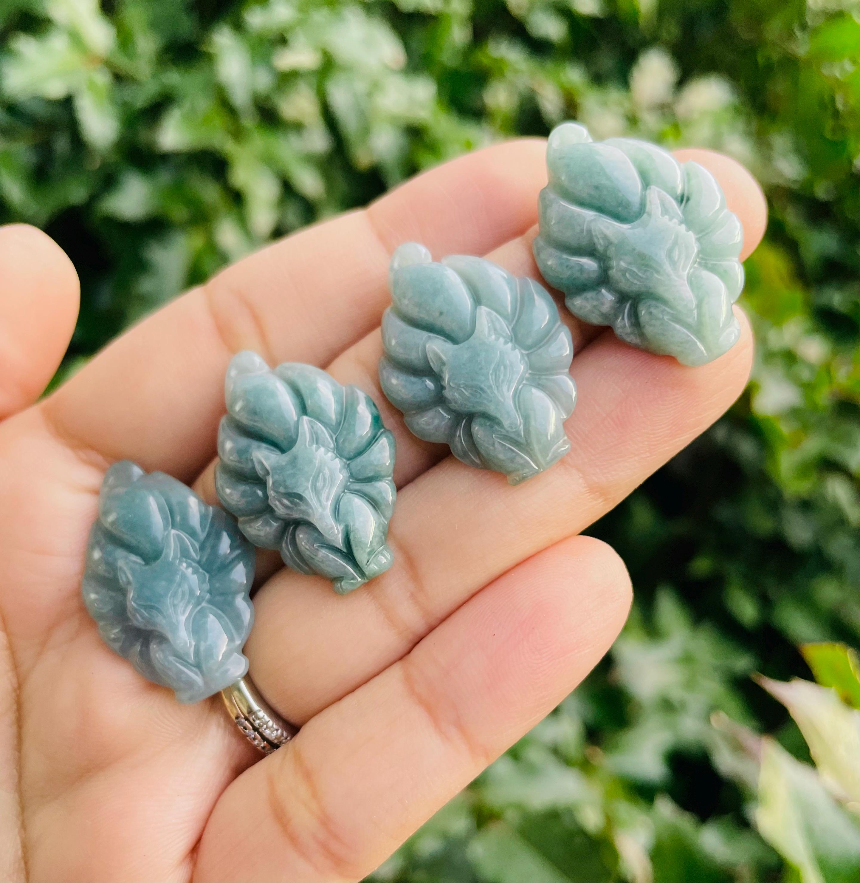 Blue Green Jade Fox: Carved Crystal Animal Stone (31x20x5 MM) - Etsy