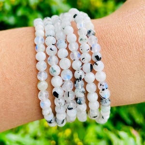 Mini Rainbow Moonstone Bracelet: Flashy Gemstone Jewelry (5-7&quot; Wrist)