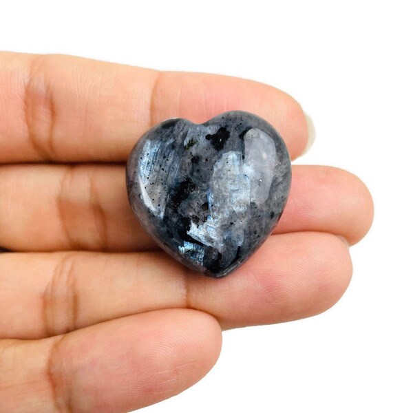 Larvikite Crystal Heart (1) Larvikite Heart Crystal, Small Gemstone Heart, One Larvikite Tumbled Stone Puffy Heart