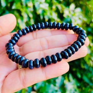 Rondell Blue Sandstone Crystal Bracelet (1) 7/8MM Sandstone Bracelet Pretty Crystal Rondell Gemstone Midnight Blue Sandstone Bracelet