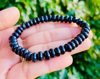 Blue Sandstone Crystal Bracelet: Rondell Gemstone (7/8MM)