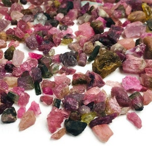 Pink Tourmaline Lot (40G) XXS Mini Raw Tourmaline Crystal Natural Gemstone Rough Nuggets Chips Stones Red Pink