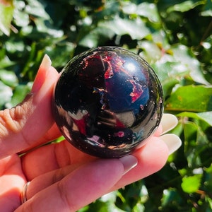 Red Garnet Crystal Sphere (195G) Tumbled Red Garnet Stone, Gemstone Garnet Polished Crystal, LARGE Red Wine Garnet Natural Dark