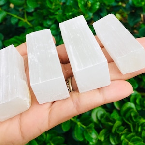 Selenite Wand (1) One Raw Selenite Crystal, Rough Selenite Stone, White Satin Spar Selenite Stick