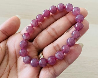 Lavender Rose Quartz Bracelet: Purple Pink Starlight Gemstone