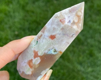 桜花瑪瑙水晶ポイント：桜原石タワー（183.22G） - Etsy 日本