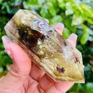 Smoky Citrine Crystal Point (154.9G) Smokey Citrine Crystal Tower, Citrine Stone Obelisk Point Natural Yellow Quartz Gemstone Tower RAINBOW