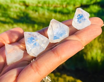 Punta de cristal de apofilita transparente: Nodo de piedra natural en bruto (XS)