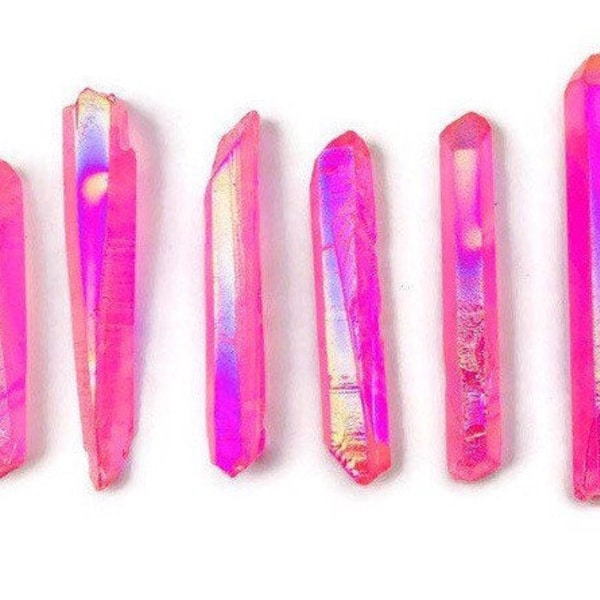 Pink Aura Quartz (1) Angel Aura Crystal Single Loose RAINBOW Stone Small Crystal Point