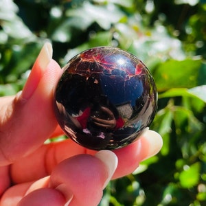 Red Garnet Crystal Sphere (62.4G) Tumbled Red Garnet Stone, Gemstone Garnet Polished Crystal, LARGE Red Wine Garnet Natural Dark