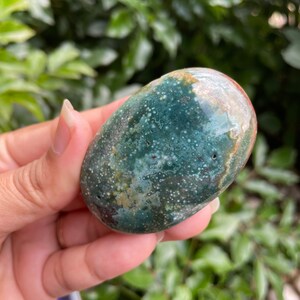 OCEAN JASPER Crystal (#OJP06) Jasper Palm Stone Crystal Tumbled Sea Jasper BLUE Green Mini Natural Jasper Crystal Gemstone 75.9grams