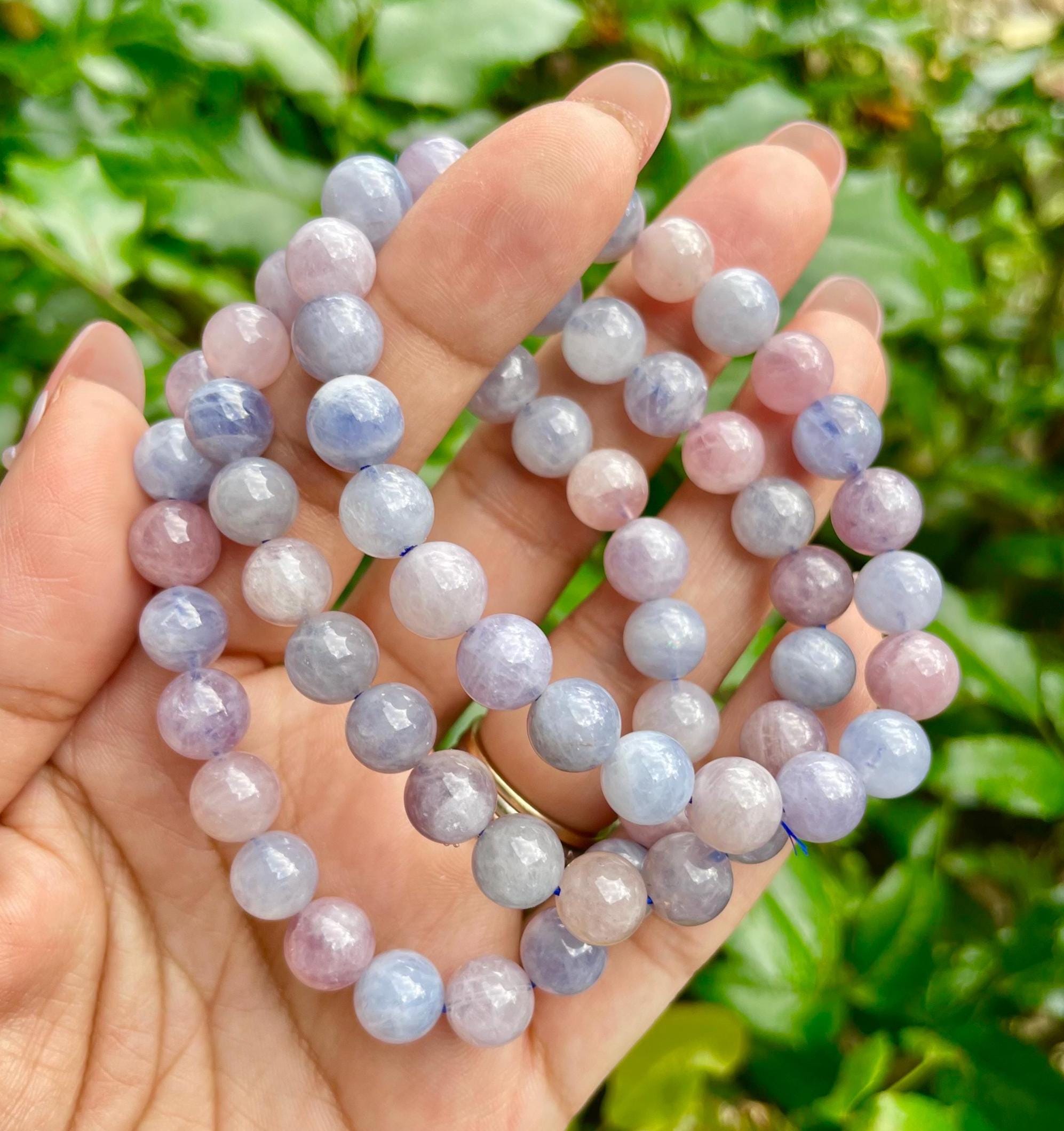 Blue Rose Quartz Bracelet: Round Bead Gemstone, 8-9mm - Etsy
