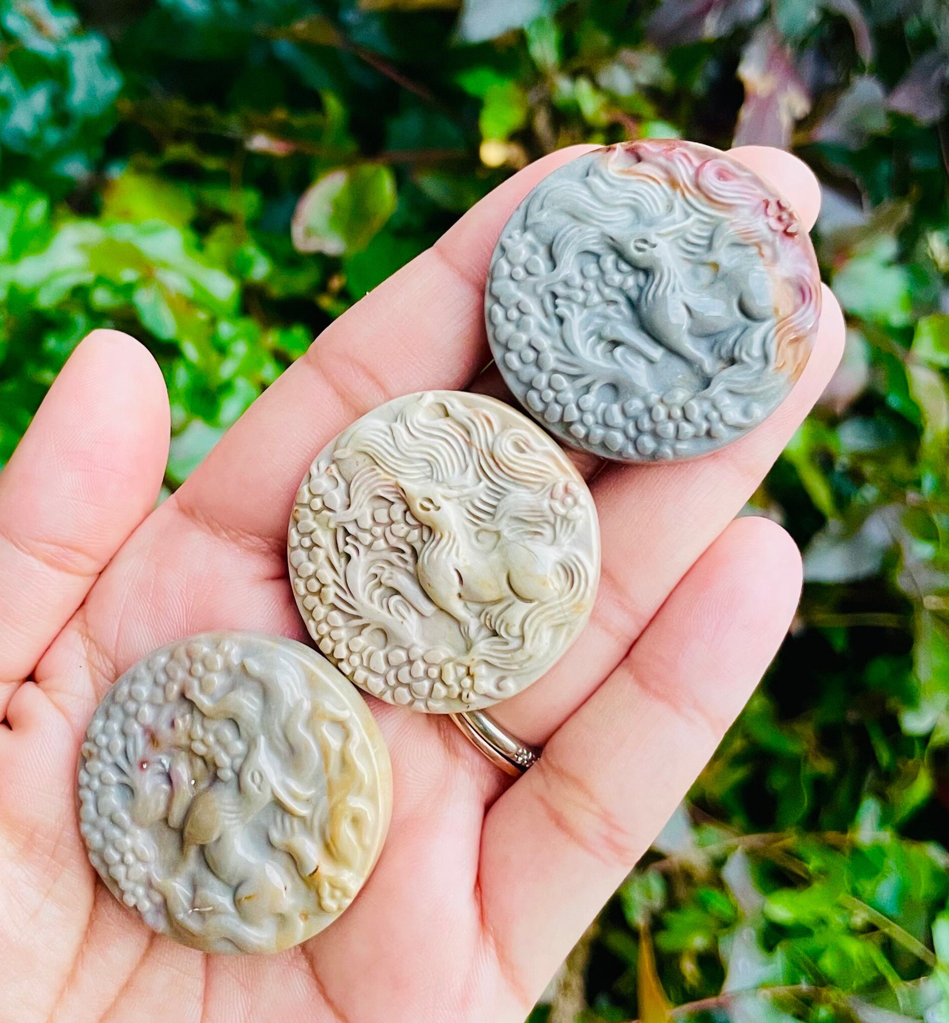 Carved Alashan Agate Fox Disc: Chinese Gemstone - Etsy